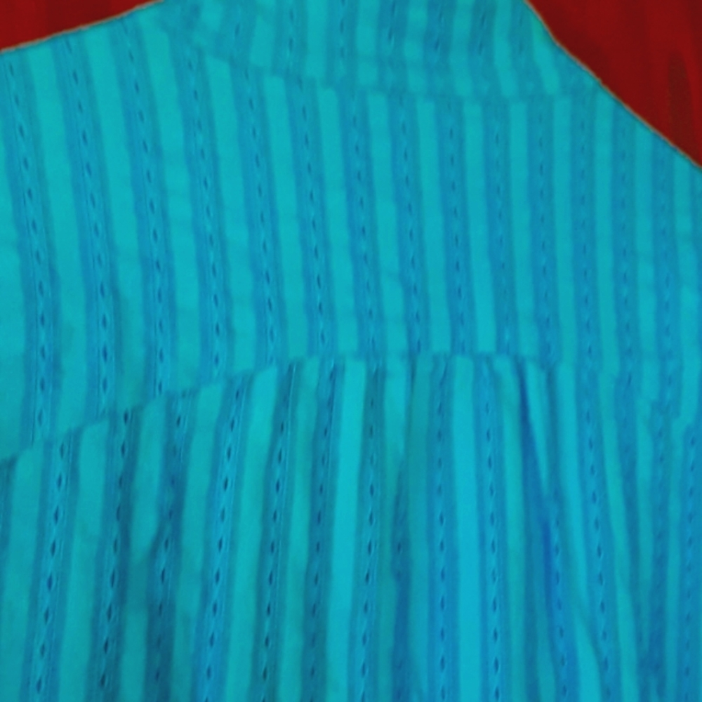 Chicos snap down blouse turquoise sz 2 pit measures 18 inches - Picture 7 of 9